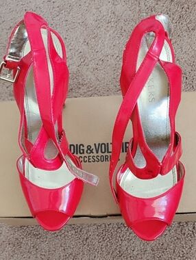 Bakers Hot Pink Open-Toe Slingback Heels